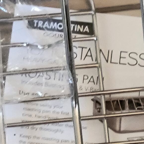 Tramontina Roasting Pan Stainless Steel 18/10 w/Basting Grill and V-rack.  New - Picture 6 of 11